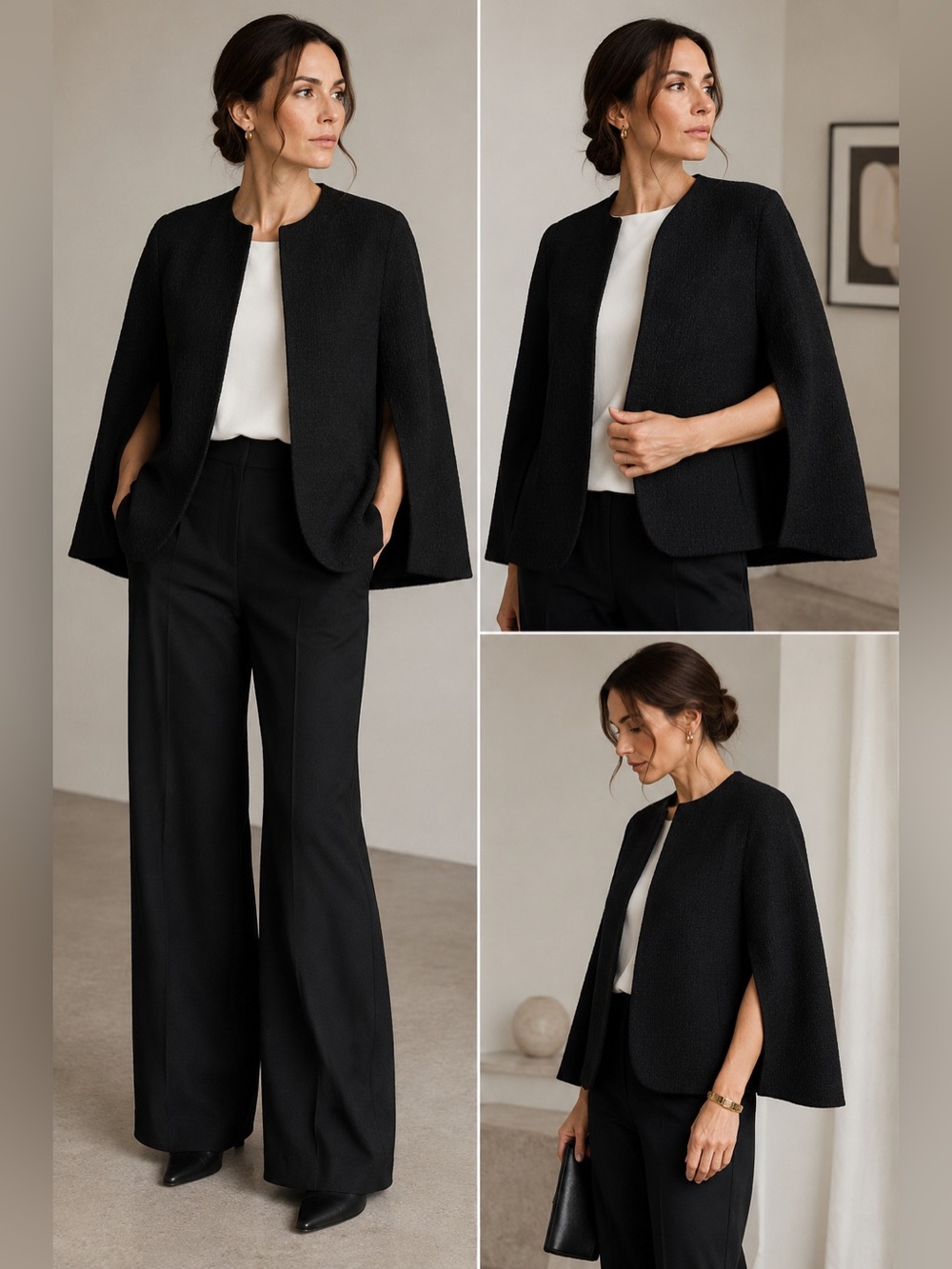 WD.NY Black Open-Front Textured Blazer